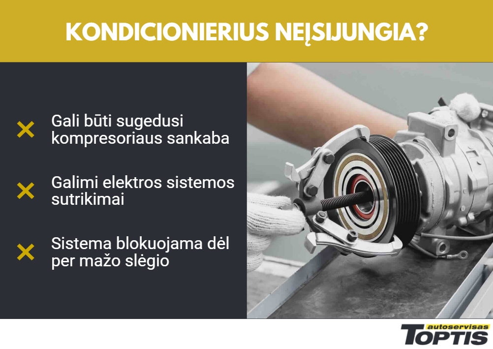 Neveikia mašinos kondicionierius