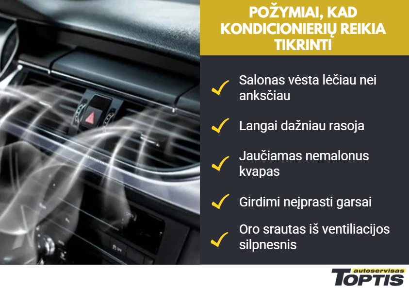 Požymiai kurie išduoda, kad reikia tikrinti kondicionierių