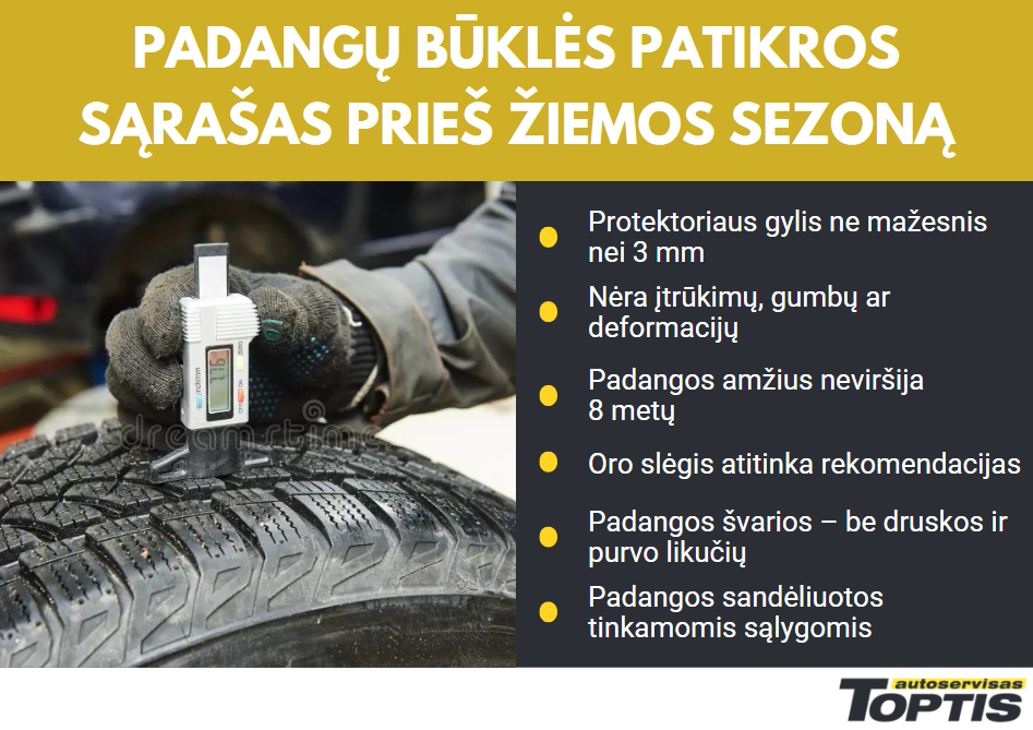 Žieminių padangų gylis