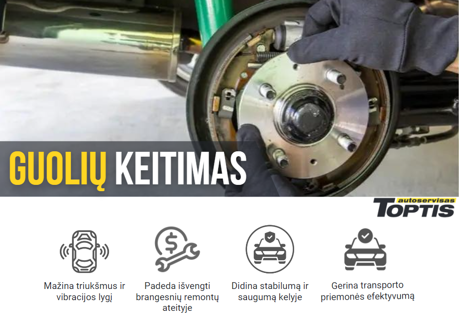 guoliu-keitimas Guolių keitimas: mažina automobilio triukšmus ir vibraciją; padeda išvengti brangesnių remontų ateityję, didina stabilumą ir saugumą kelyje, gerina transporto priemonės efektyvumą