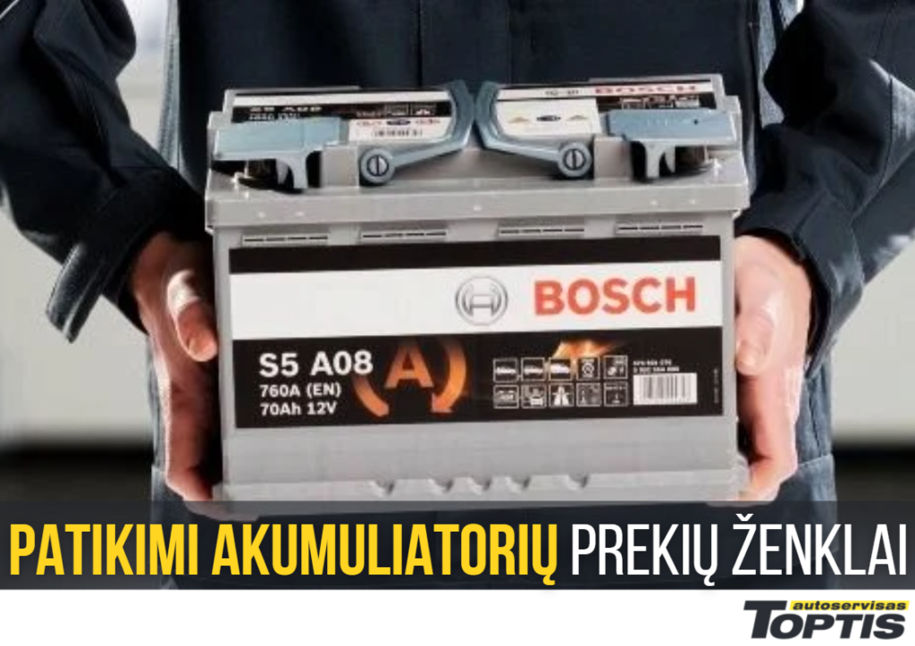 automobilio-akumuliatoriaus-keitimas Mechaniko rankos laiko Bosch akumuliatorių