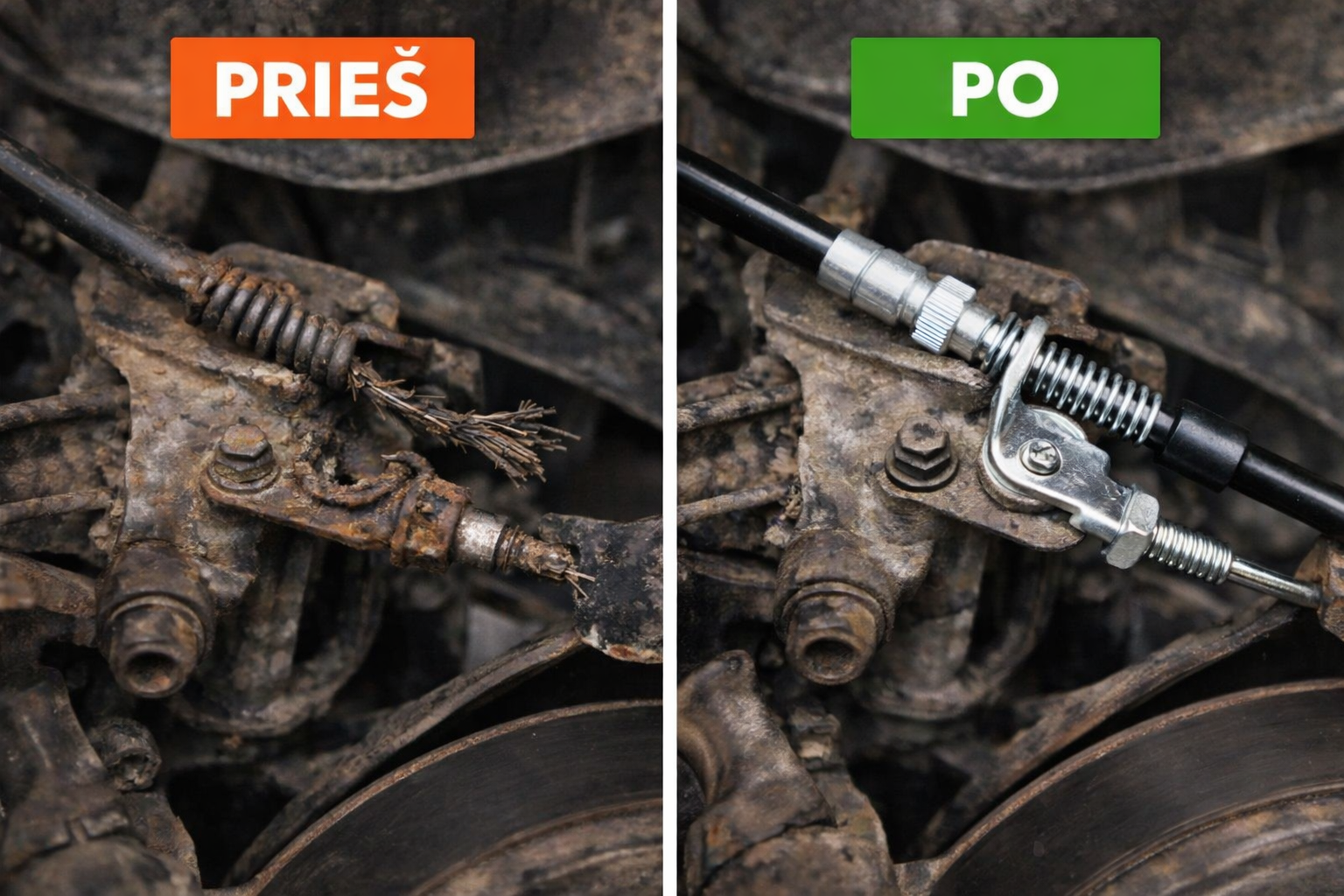 Rankinio troso keitimas prieš ir po