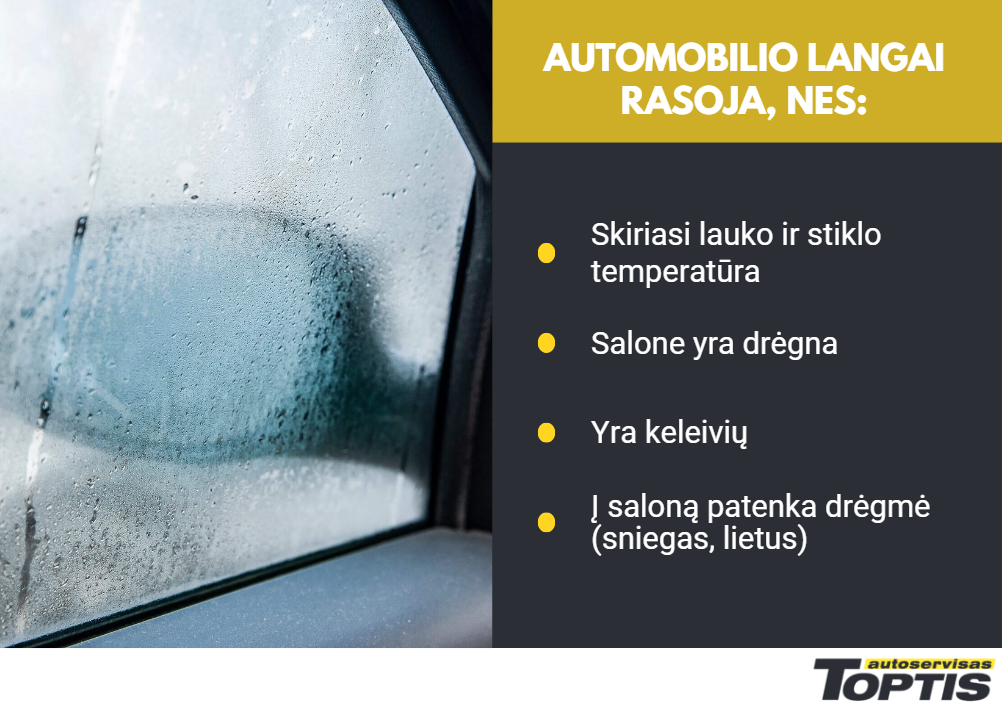 Automobilio langų rasojimo priežastys