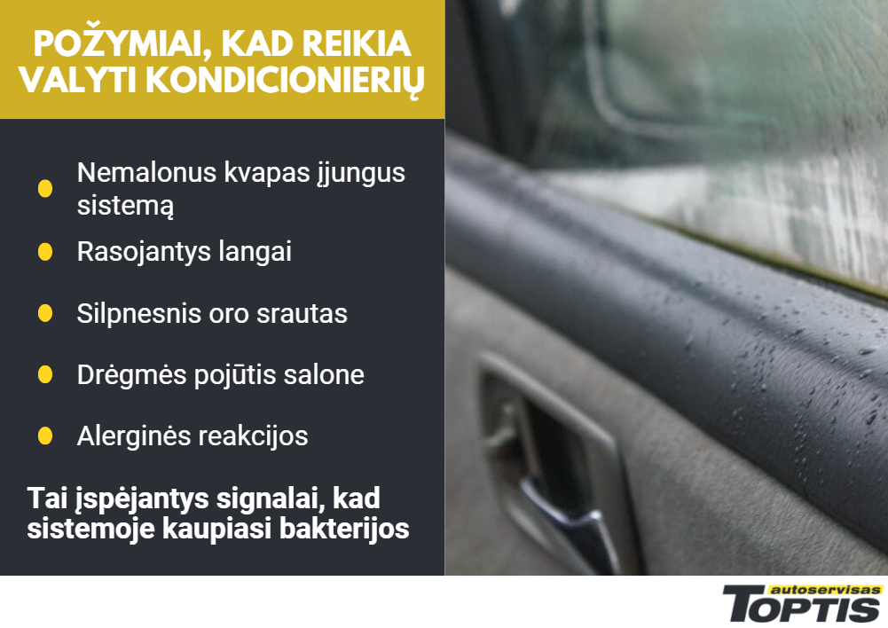 Automobilio kondicionieriaus valymas požymiai