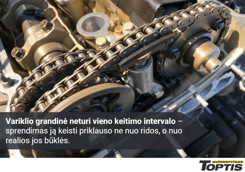 Kas kiek km keisti variklio grandinę