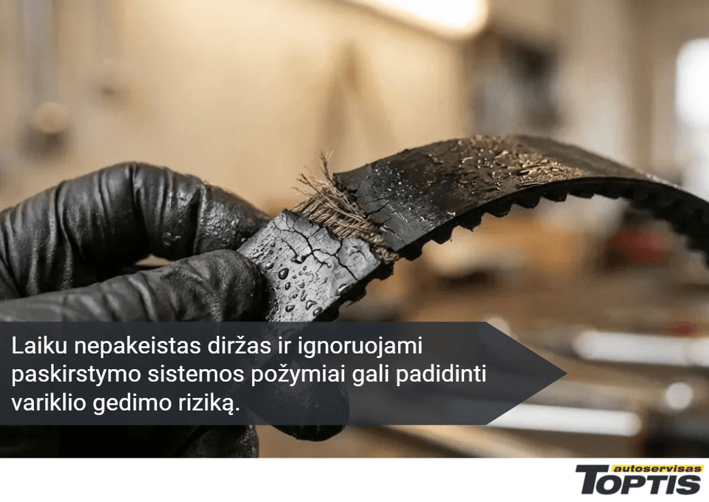 Laiku nepakeistas diržas ir ignoruojami paskirstymo sistemos požymiai gali padidinti variklio gedimo riziką